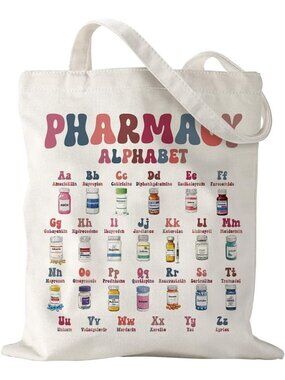 〽️Women Beige Pharmacy Grocery Travel Gym Weekender Vacation Work Tote Gift Bag